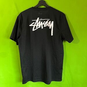 Stussy Mesh Jersey T-Shirt Black SS Link Logo Graphic Mens Medium Streetwear
